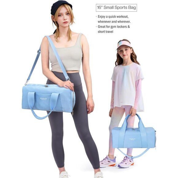 🆕Women Blue Compact Gym Bag Mini Sport Bag with Wet Pocket Compartment Bag - Picture 5 of 7